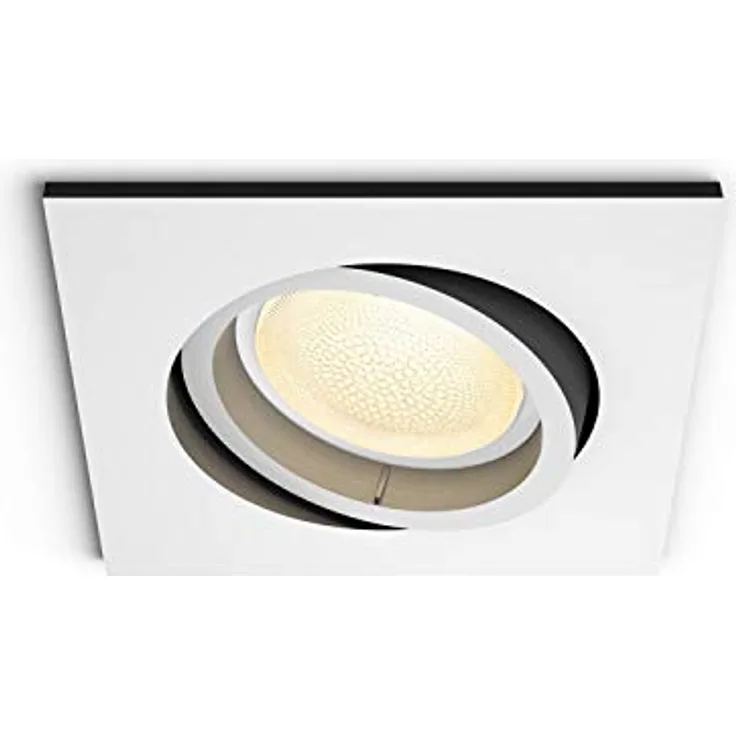 Philips Hue Centura LED-Einbauspot, smartes eckiges Design, Weiß, steuerbar via Bluetooth und Zigbee, 16 Millionen Farben