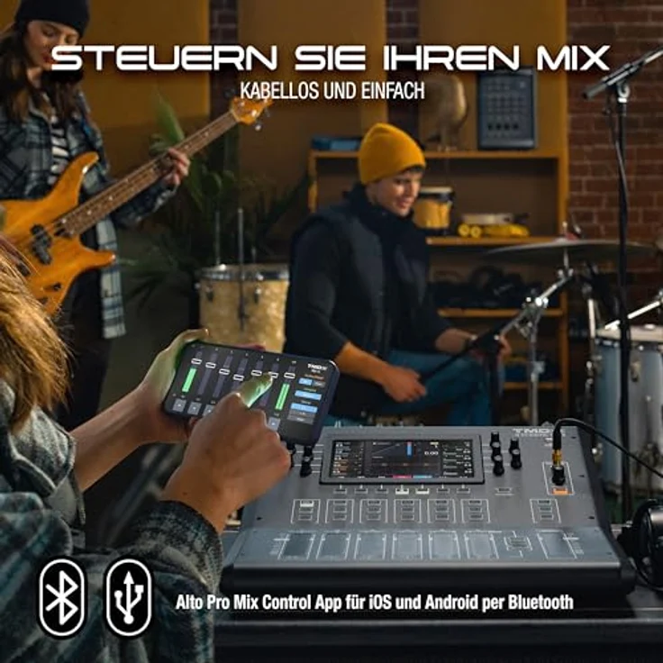 Alto TMD 16, 16-Kanal-Digitalmixer mit 100mm Touchfadern, 7"-Farbdisplay, Bluetooth-Streaming und 2x2 USB-Interface – Bild 6