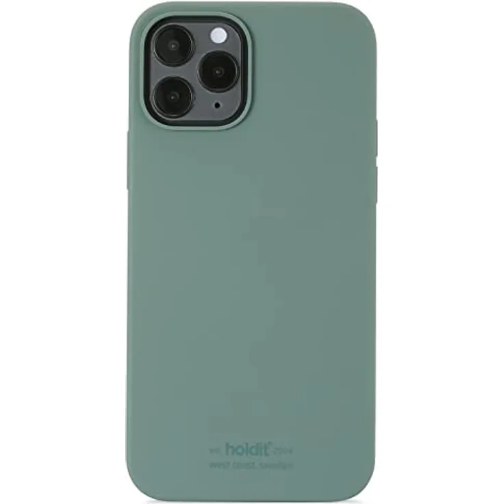 holdit Silikonhülle iPhone 12/12 Pro (6,1”) - Dünne Handyhülle - Moss Green, Kameraschutz, MagSafekompatibel
