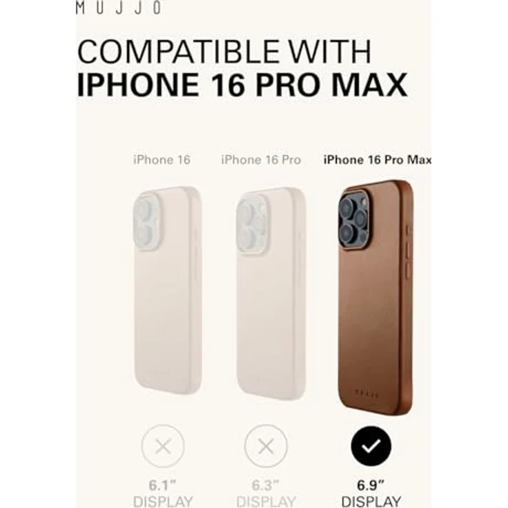 Mujjo Leather Case iPhone 16 Pro Max Braun - Hochwertiges Veloursleder, MagSafe-kompatibel, ultra-langlebig – Bild 5