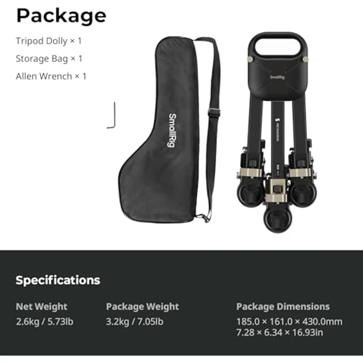SmallRig 5020 Quick Lock Heavy Duty Tripod Dolly, Stativwagen aus Metall mit 20 kg Traglast, schwarz – Bild 7