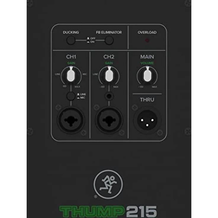 Mackie Thump215 15" 1400W Aktivlautsprecher Schwarz mit 2-Kanal-Mixer, Feedback-Eliminator und Music-Ducking-Taste – Bild 4