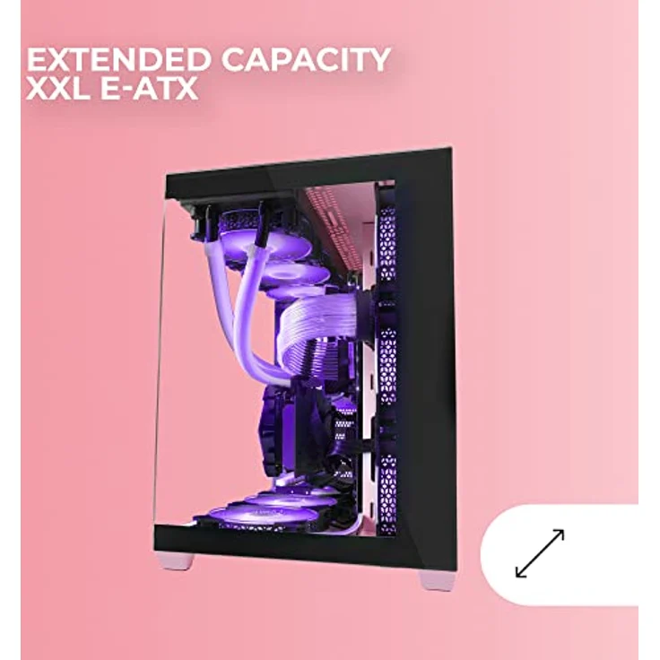 Mars Gaming MCV4 Rosa, Custom XXL E-ATX Gaming Tower, Rahmenloses Front und Seitenfenster Gehärtetem Glas, Modularer Doppelkammerrahmen – Bild 3