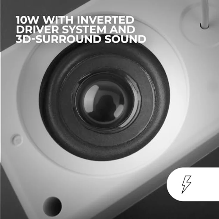 MARSGAMING MS-H RGB Flow Gaming-Lautsprecher, Inverted Drivers, 10W 3D-Surround Sound, Weiß – Bild 3