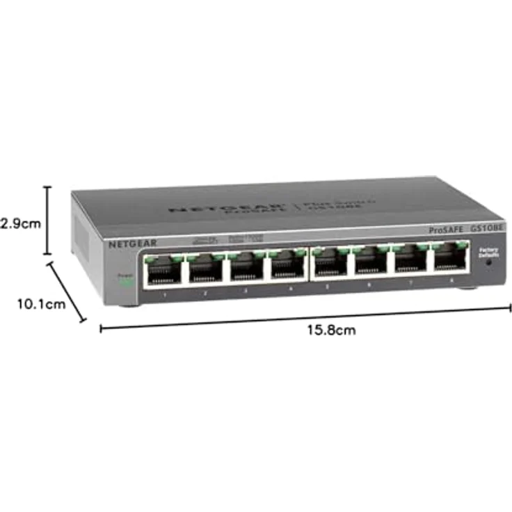 Netgear GS108E 8-Port Gigabit Ethernet LAN Switch Smart Managed Plus (robustes und lüfterloses Metallgehäuse, für Desktop mit ProSAFE-Lifetime-) schwarz – Bild 6