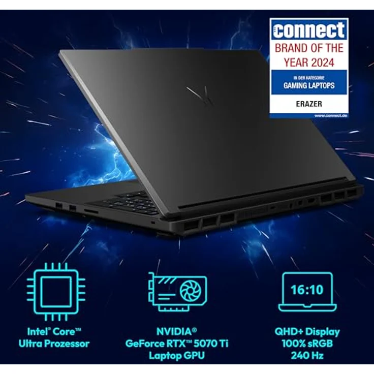 ERAZER Major 16 X1 Gaming Laptop, 40,6 cm (16") QHD+ 300Hz, Core Ultra 7 255HX, Geforce RTX 5070 Ti 12GB, 32GB DDR5 RAM, 2TB PCIe SSD, RGB Backlit Keyboard, Windows 11 Home – Bild 3