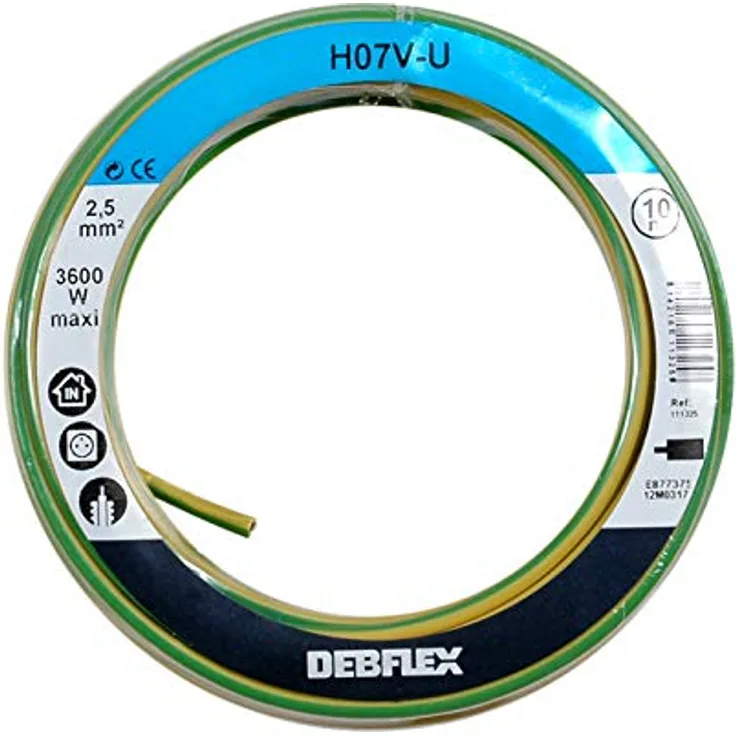 Debflex 111325 Spule HO7V-U 2.5, 10 m, Gelb/Grün