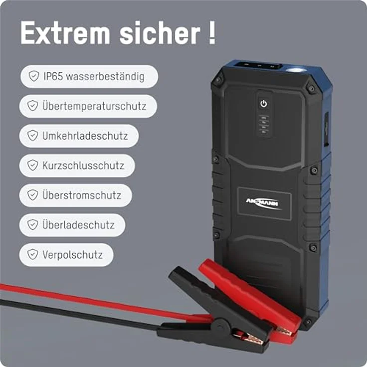 ANSMANN Starthilfe Powerbank, kompakt für 12V Fahrzeugbatterien, 2500 A mit Taschenlampenfunktion und LED-Kapazitätsanzeige – Bild 3