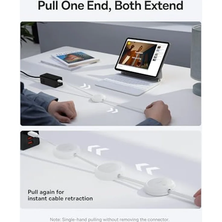 Baseus Free2Pull Mini USB-C zu USB-C Kabel, 1 m, 60W, 0,48 Gbit/s, weiß – Bild 5