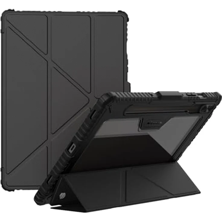 Nillkin Bumper Leather Case Pro Hülle für Samsung Galaxy Tab S9, Schwarz – Schutz mit Multi-Winkel-Halterung, verschiebbare Kameraabdeckung, kompatibel mit S Pen – Bild 1