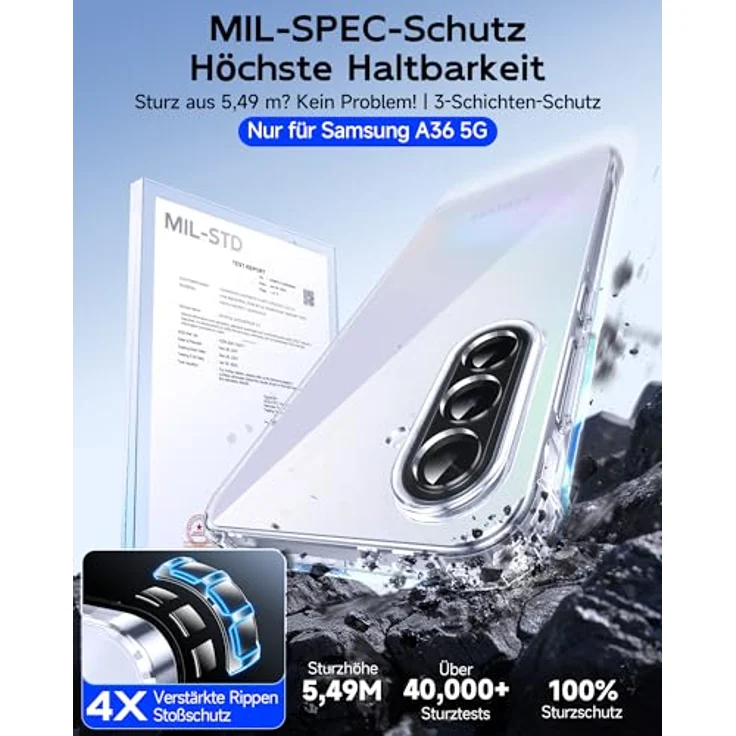 LeYi Hülle für Samsung Galaxy A36 5G, Transparent TPU Silikon Schutzhülle mit 2 Schutzfolien, Stoßfest und Kameraschutz, Crystal Clear Design – Bild 2