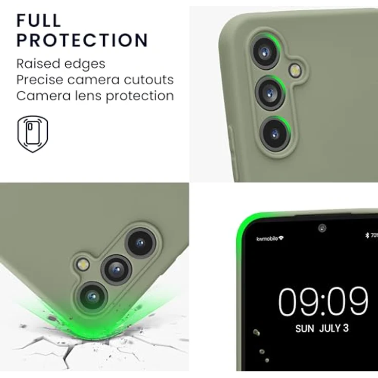 kwmobile Handyhülle für Samsung Galaxy A54 5G – weiche Silikon Schutzhülle in Graugrün mit präzisen Ausschnitten für Kamera und Anschlüsse – Bild 3