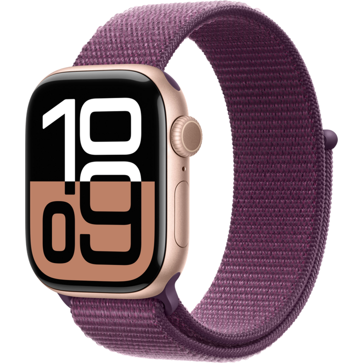 Apple Watch Series 10, 42 mm, GPS, Aluminiumgehäuse Roségold, Loop Pflaume, One size – Bild 1