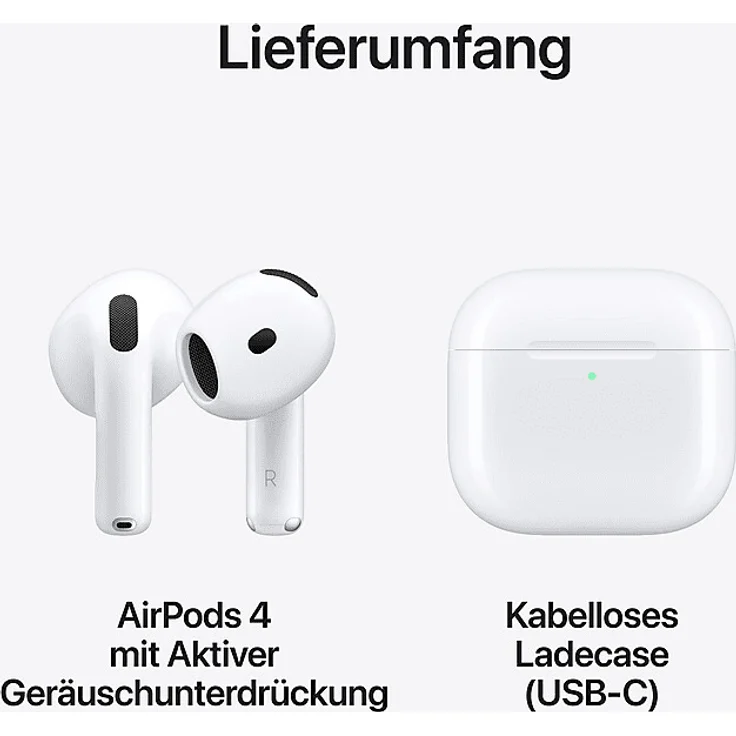 Apple AirPods 4. Generation (2024) mit Active Noise Cancelling (ANC), USB-C Ladecase True Wireless In-Ear-Kopfhörer mit Bluetooth, Mikrofon, weiß – Bild 8