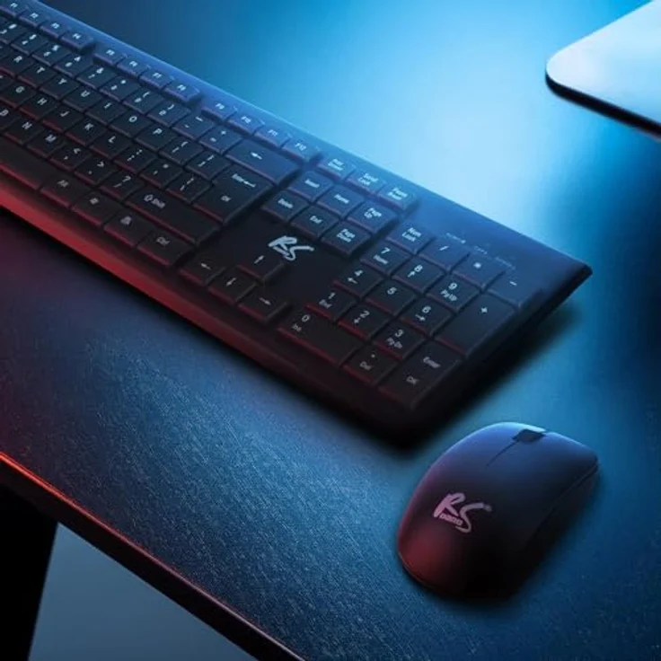 NanoRS RS580 + RS704 Tastatur (Gaming Tastatur Maus Mauspad Set) - Kabellos, RGB-LED-Hintergrundbeleuchtung, schwarz – Bild 2