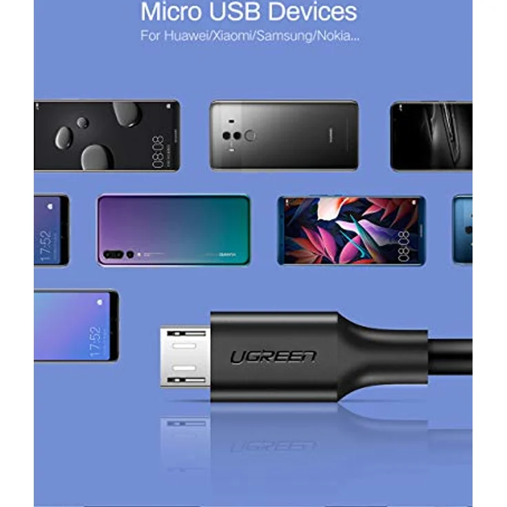 UGREEN Micro-USB & USB-A Daten- und Ladekabel, 2 Meter, 480Mbps, weiß – Bild 5