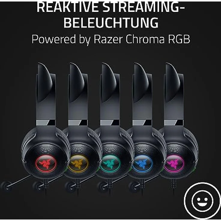 Razer Kraken Kitty V2 - Kabelgebundenes RGB-Headset mit Katzenohren (Reaktive Streaming-Beleuchtung, Razer HyperClear Mikro, TriForce 40-mm-Treiber, 7.1 Surround Sound) Schwarz – Bild 3