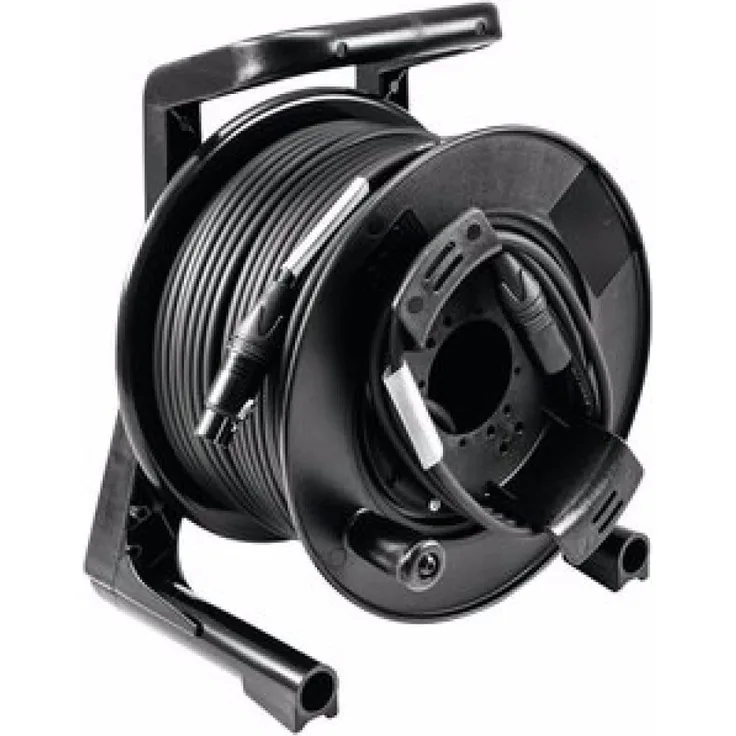 Psso Kabelrolle DMX Kabeltrommel XLR 50m sw Neutrik 2x0,22 (50 m) - Schwarz, Made in Germany