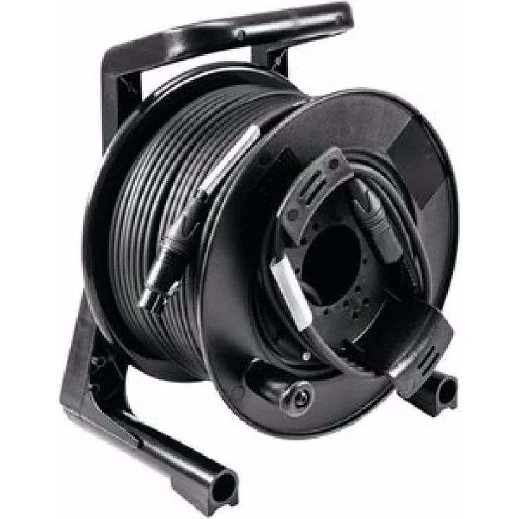 Psso Kabelrolle DMX Kabeltrommel XLR 50m sw Neutrik 2x0,22 (50 m) - Schwarz, Made in Germany – Bild 1
