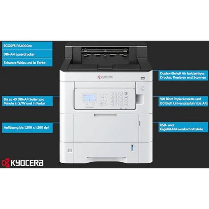 Kyocera Ecosys PA4500cx/Plus Farblaserdrucker: 45 Seiten pro Minute, inkl. Mobile Print-Funktion, 3 Jahre Full Service Vor-Ort – Bild 2