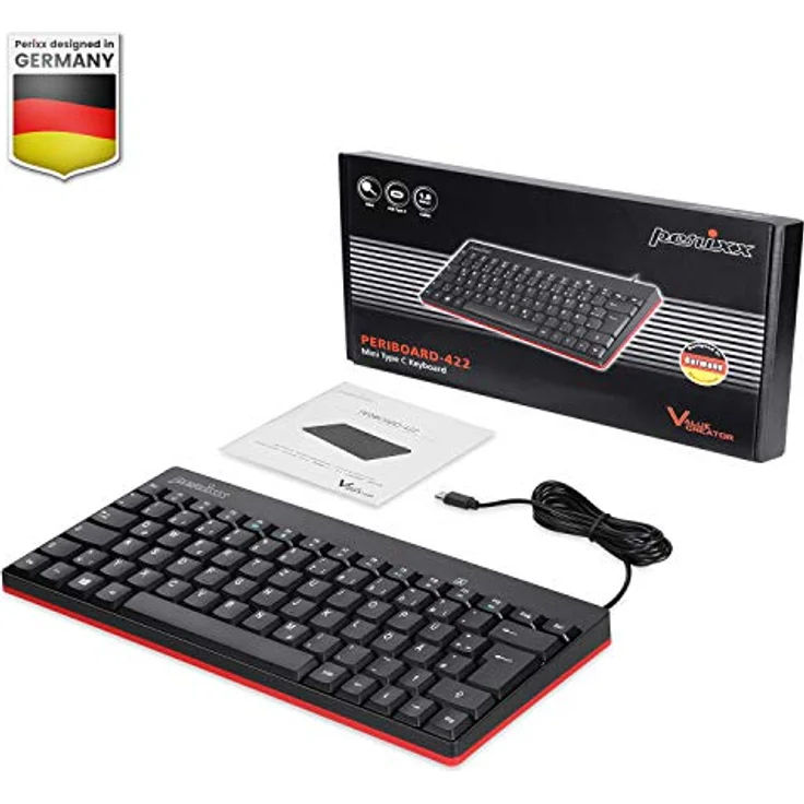 Perixx USB-Tastatur Deutsch, QWERTZ Schwarz USB-Anschluss (PERIBOARD-422 DE) – Bild 6