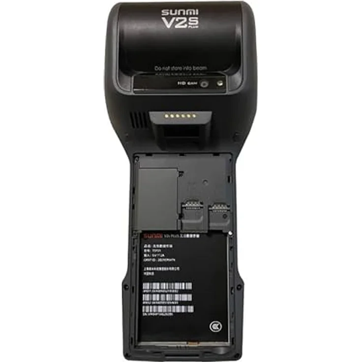 Sunmi V2s PLUS, Mobiles Terminal mit 80 mm Bondrucker, 6,2"-HD+-Display, 3 GB RAM, 32 GB ROM, Barcode-Scanner, NFC, orange-schwarz – Bild 3