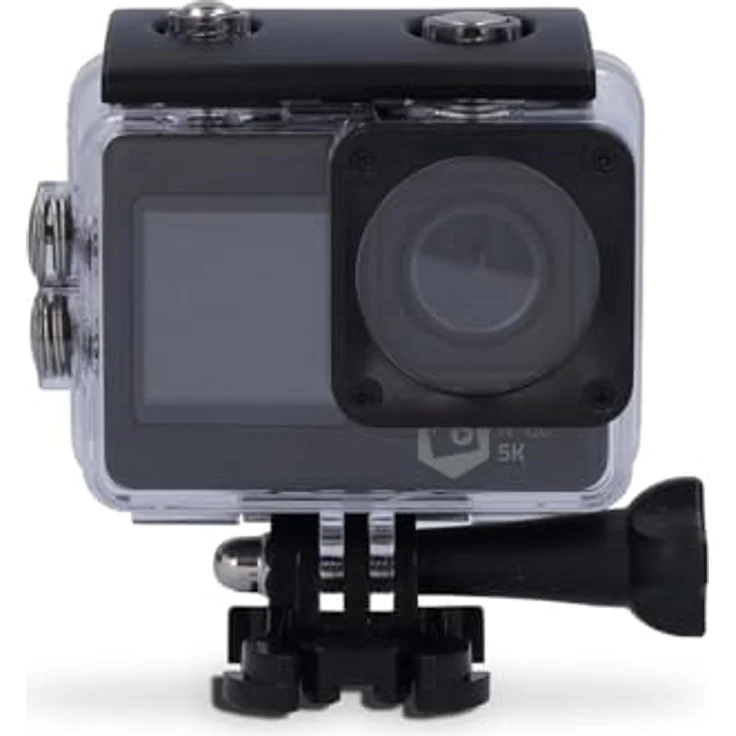 Nedis Action Cam - 5K@30fps - 16 MPixel - Wasserdicht bis: 30.00 m - 80 min - Wi-Fi - App erhältlich für: Android/IOS - Inkl. Halterung - Schwarz - Dual-Screen-Action-Cam mit HD-5K Auflösung – Bild 1