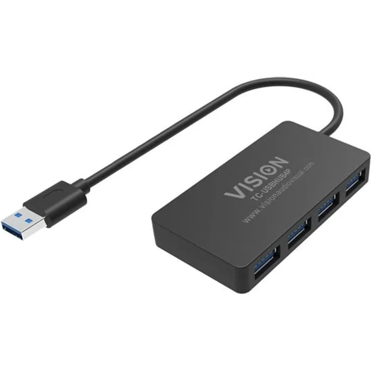Vision Hub, 4-Port USB-Hub mit USB 3.2 SuperSpeed, Schwarz