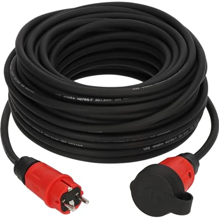 Brennenstuhl Verlängerungskabel 9161250110, 25 m H07RN-F, 16 A, robust, schwarz/rot, IP44 spritzwassergeschützt, für Baustellen- und Außeneinsatz – Bild 1