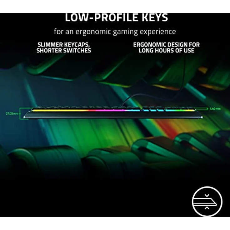 Razer Ornata V3 - Flache Mecha-Membran-Tastatur mit Razer Chroma RGB (Flache Tasten, Razer Mecha-Membran-Switches, Magnetische Soft-Touch-Handballenauflage) UK-Layout | Schwarz, RZ03-04460300-R3W1 – Bild 2