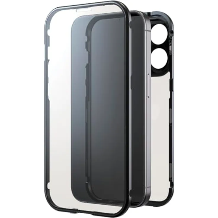 Black Rock Hülle für iPhone 15 Pro (Metallrahmen, 360° Rundumschutz, Wireless Charging kompatibel, ultradünn, Slim, Magnet, Cover, Handyhülle für iPhone 15 Pro, Case, Handycase) schwarz