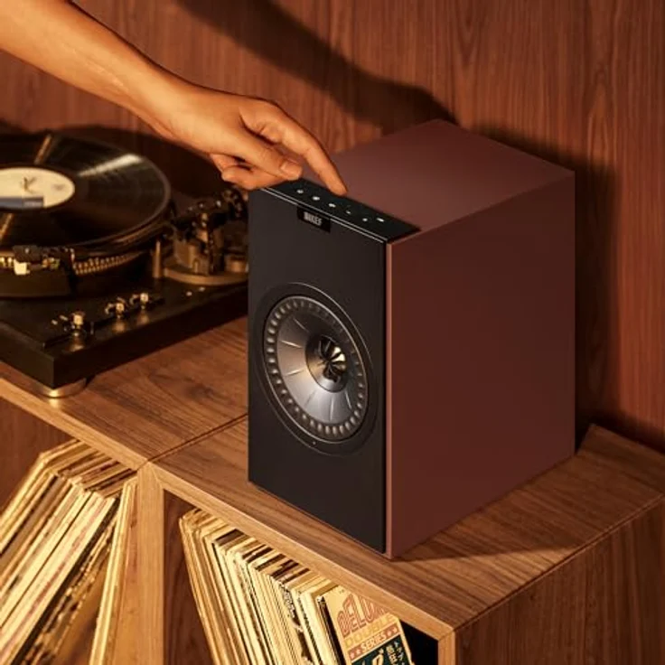 KEF Coda W Kabellose HiFi-Regallautsprecher, Vintage Burgundy | Bluetooth 5.4 aptX Lossless, 200 Watt, HDMI, USB-C, Phono-Vorverstärker für Plattenspieler, ideal für Musik, TV & Gaming – Bild 3