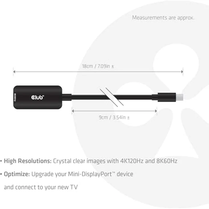 Club 3D CAC-1188 Mini DisplayPort 1.4 auf HDMI 4K120Hz/8K60Hz HDR Aktiver Adapter M/F - HDMI-Kabel mit HDCP 2.2 und dynamischem HDR10 – Bild 4