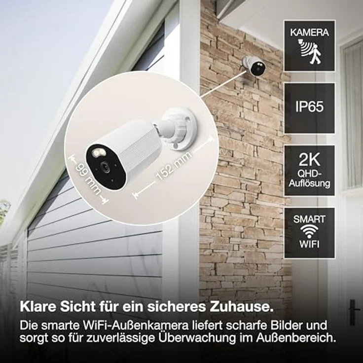 OSRAM SMART+ WIFI OUTD CAMERA FIXED, IP67 Überwachungskamera mit smarter Bewegungserkennung, weiß – Bild 2