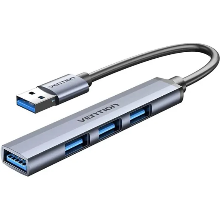 Vention Mini Hub USB 3.0, 3-fach Hub mit 0.15m Kabel, Grau, datentransfer bis 5000 Mbit/s
