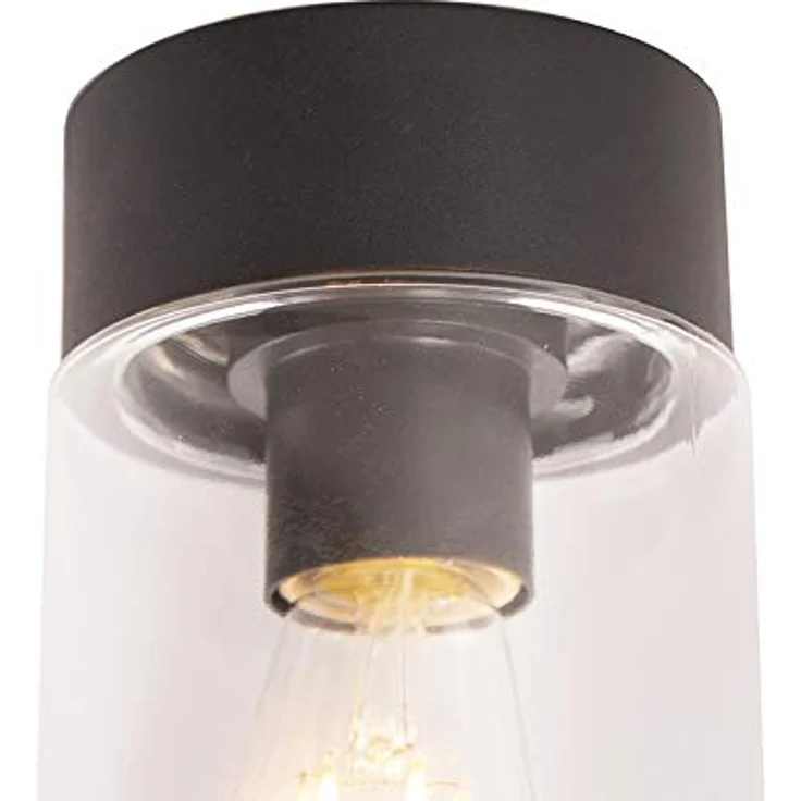 Qazqa Moderne Außen Deckenleuchte Jarra schwarz 22,6 cm IP44 - Edelstahl Zylinder - LED geeignet E27 – Bild 3