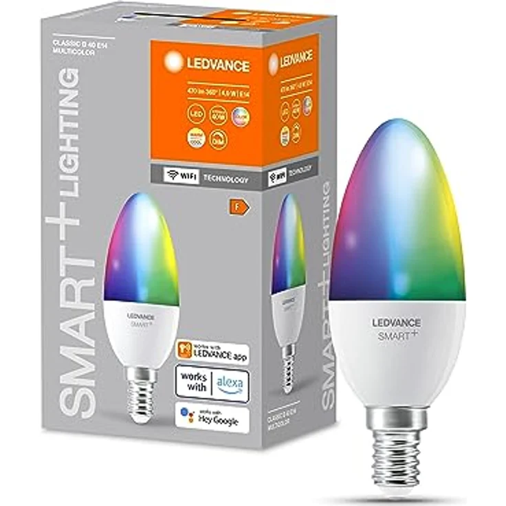 LEDVANCE E14 LED Lampe Wifi, Kerzenform Leuchtmittel mit 4,9 W (470Lumen) ersetzt 40 W Glühbirne, dimmbar, RGBW Lichtfarbe (2700-6500K), kompatibel mit Alexa, google oder App, Lampen im 1er-Pack – Bild 4