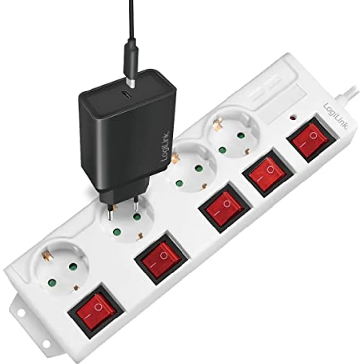 LogiLink Steckdosenleiste 4-fach,4xCEE 7/3,m. 5Schalter,weiß – Bild 3