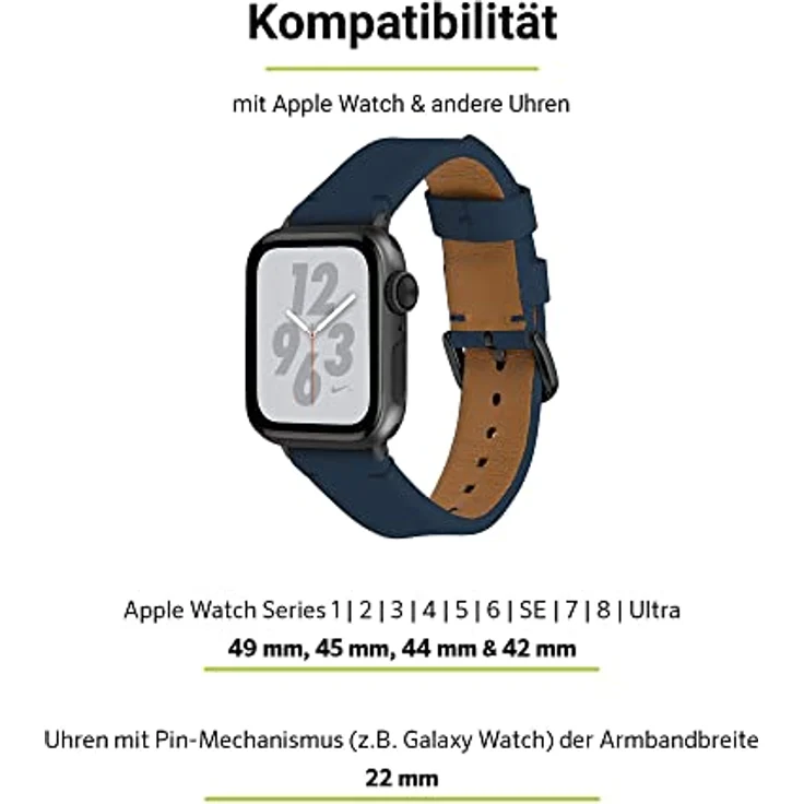 Artwizz WatchBand Leather Lederarmband für Apple Watch 42/44mm Navyblue – Bild 4