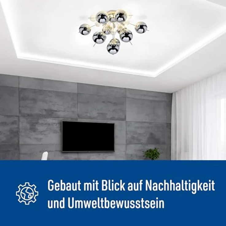 Näve Leuchten - Deckenleuchte Explosion aus Metall und Glas - G9 Fassungen - dimmbar - Chrome, 57 cm – Bild 5