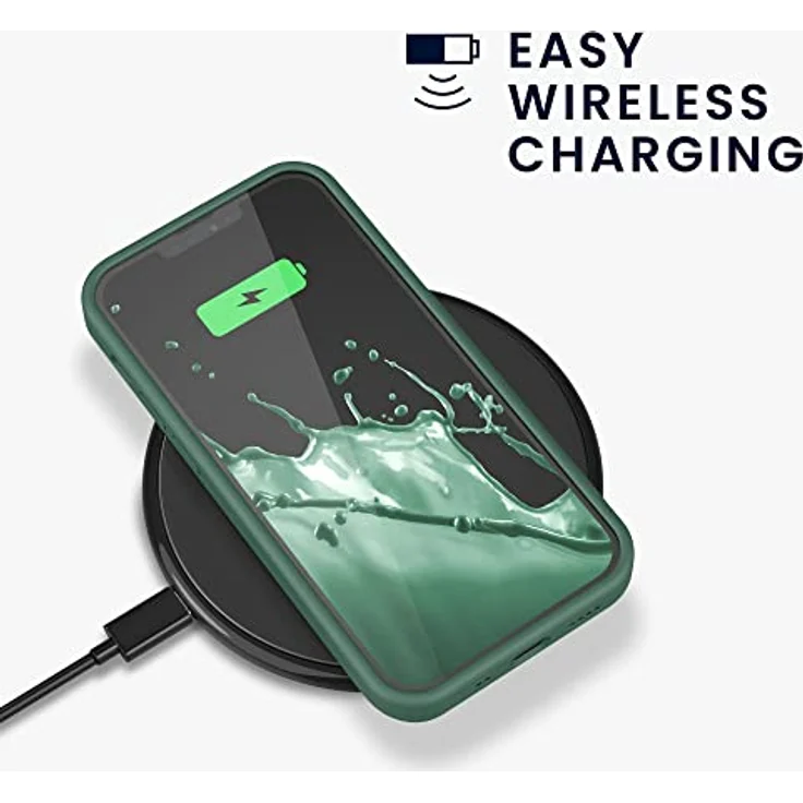 kwmobile Handyhülle für iPhone 13 mini, Silikon Case in Tannengrün, flexibel und rutschfest, kabelloses Laden – Bild 5