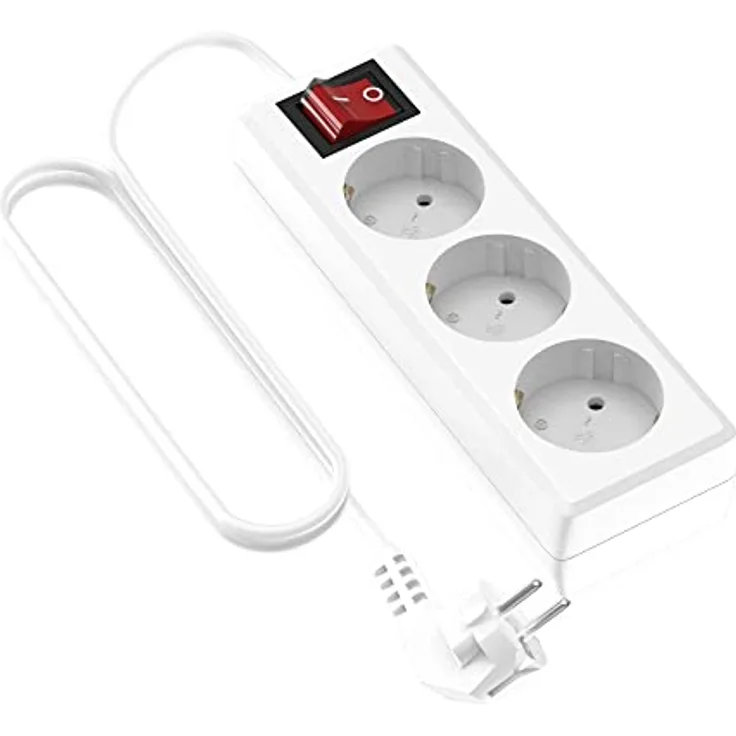 Garza - Reiher Power – Power Extension 3-Fach Schuko mit Schalter, 3 Meter Kabel, Kindersicherung