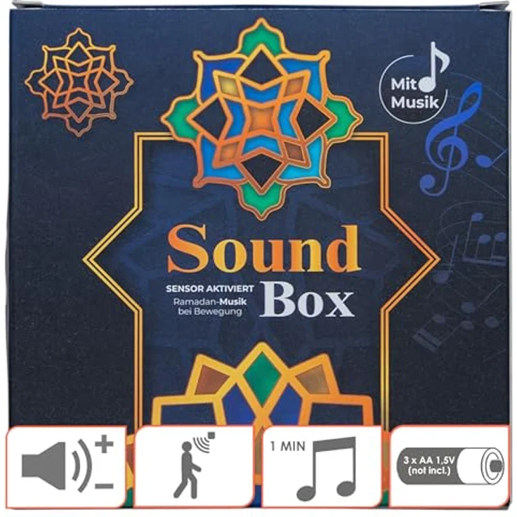 Spetebo Soundbox RAMADAN, Musik Box mit Bewegungsmelder und orientalischer Ramadan Musik, mehrfarbig, 13 x 13 cm – Bild 3