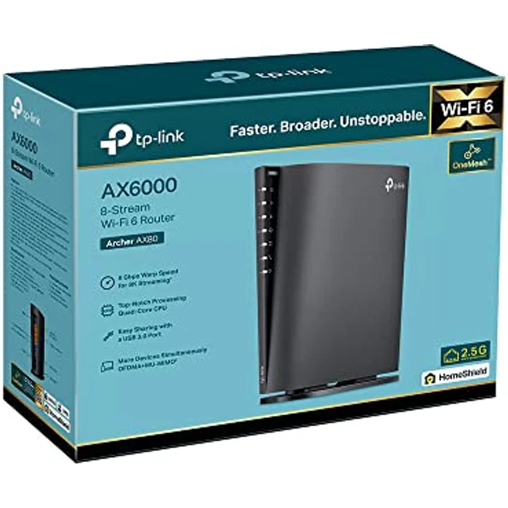 TP-Link Archer AX80, Router mit WiFi 6, 6,0 Gbit/s Geschwindigkeit, schwarz – Bild 7