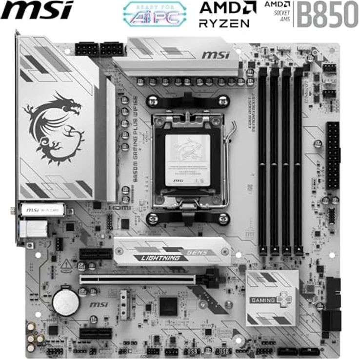 MSI B850M Gaming Plus WIFI6E Mainboard, mATX - Unterstützung für AMD Ryzen 9000/8000/7000, AM5, DDR5 bis 8200+ MT/s (OC), PCIe 4.0 x16, M.2 Gen5, Wi-Fi 6E, 2.5G LAN – Bild 2