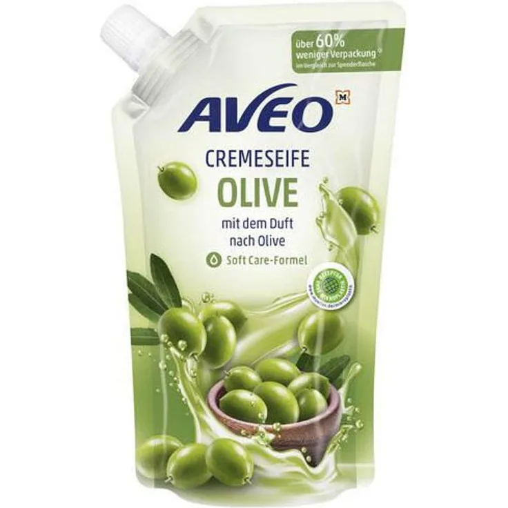 AVEO Flüssigseife Olive Nachfüllpack 500 ml – Sanfte Handseife mit Olivenextrakt für geschmeidig gepflegte Hände