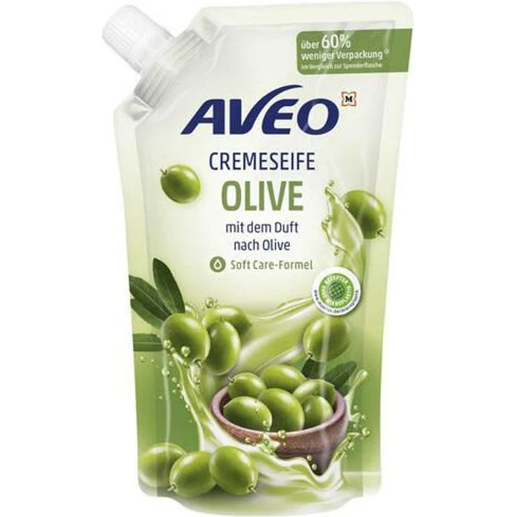 AVEO Flüssigseife Olive Nachfüllpack 500 ml – Sanfte Handseife mit Olivenextrakt für geschmeidig gepflegte Hände