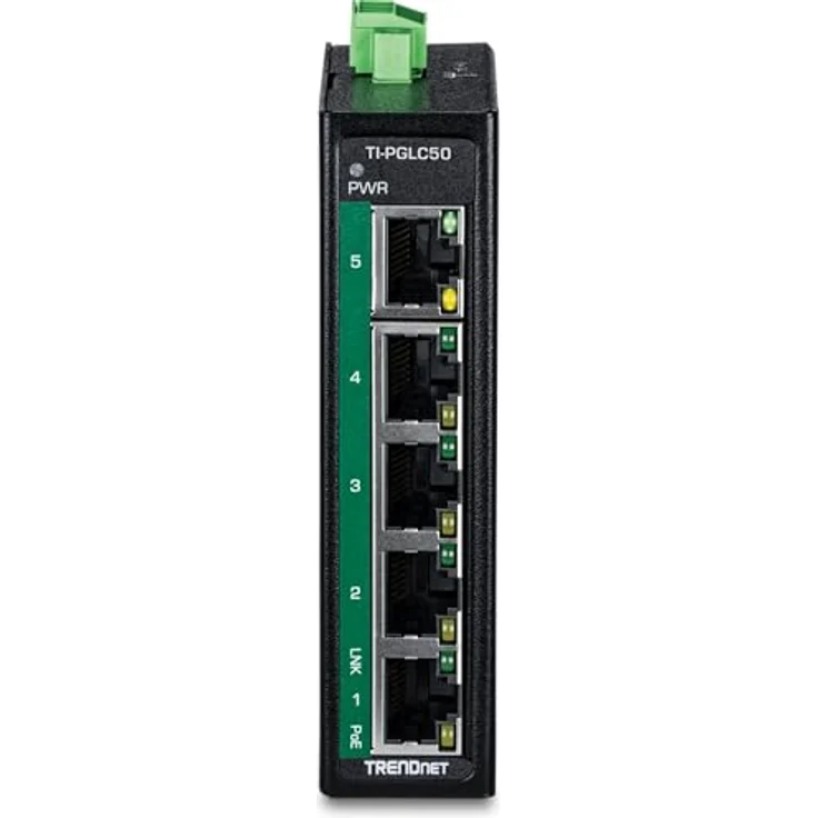 Trendnet TI-PGLC50, 5-Port Industrial Gigabit PoE+ Netzwerk Switch, IP30 Schutz, Betriebstemperatur -40°C bis 75°C, Schwarz – Bild 11