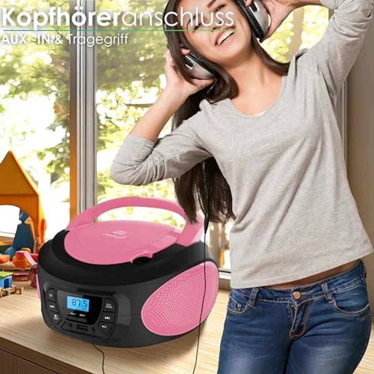 Cyberlux tragbarer CD-Player Kinder Radio Pink – Bild 7