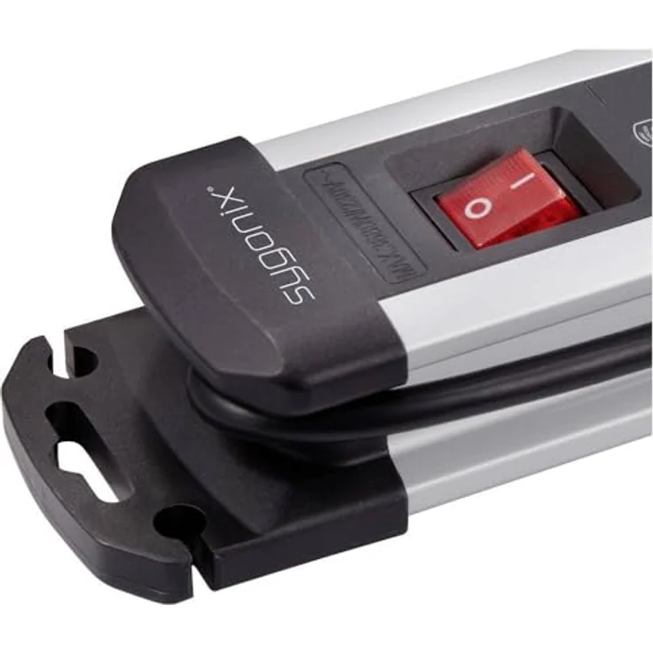 Sygonix SY-6807136 Überspannungsschutz-Steckdosenleiste 10-fach, schwarz/silber mit USB-A und USB-C Ladeanschlüssen, 12kA Überspannungsschutz und Master EIN/AUS-Schalter – Bild 3